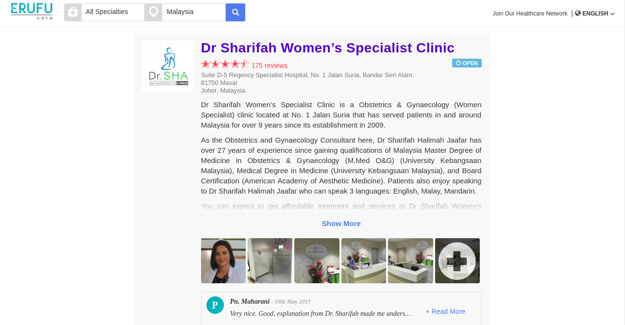 ERUFU Care search clinic page preview